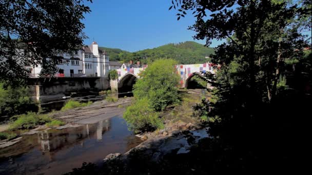 Llangollen Wales July 2021 Bridges Walls Tapestry Art Institution Bridge — 비디오