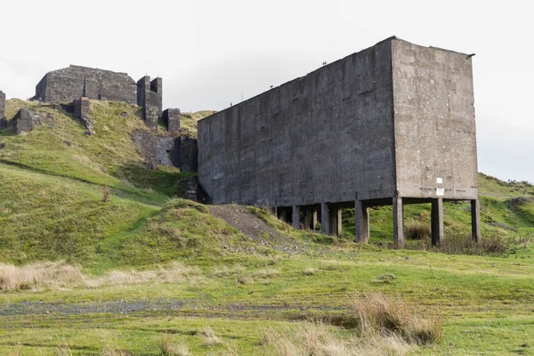 Clee Hill disused stone quarry loading bay. Concrete ruins.