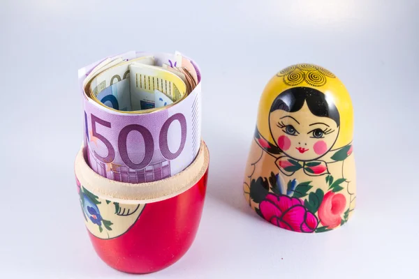 러시아 손-러시아에 50 유로 지폐에에서 유럽 돈 — 스톡 사진