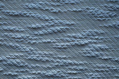 Mavi örgü kumaşın yakın çekimi dokuyu, deseni ve sıcak, samimi hissi detaylı bir şekilde gösterir..