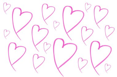 Canlı pembe taslak kalpler aşk ve kutlama temaları için ideal romantik, dekoratif bir model oluşturur..