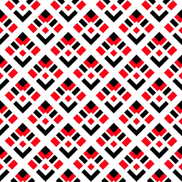Patrón geométrico blanco rojo negro sin costura — Vector de stock