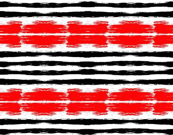 Ongewone geschilderde zwarte Rood gestreept patroon — Stockvector