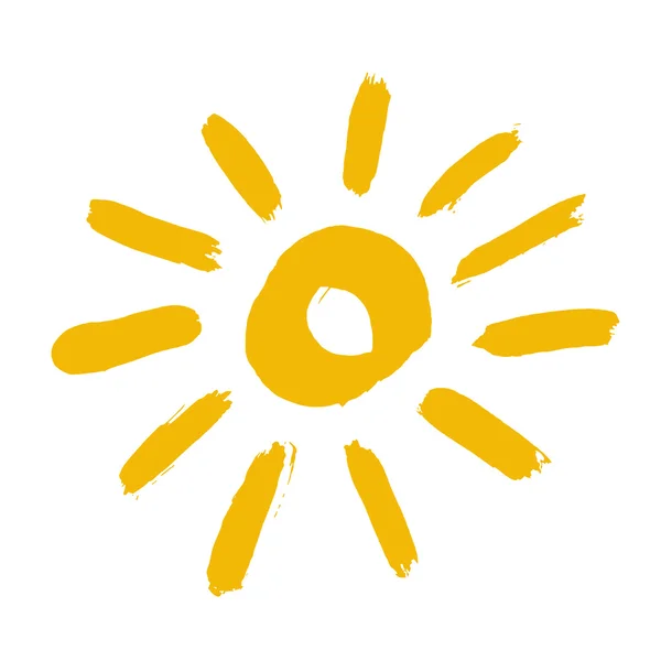 Ícone de sol amarelo pintado — Vetor de Stock