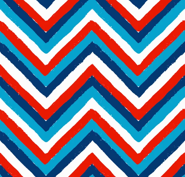 Blue White Red Painted Chevron Pattern — Stock Vector