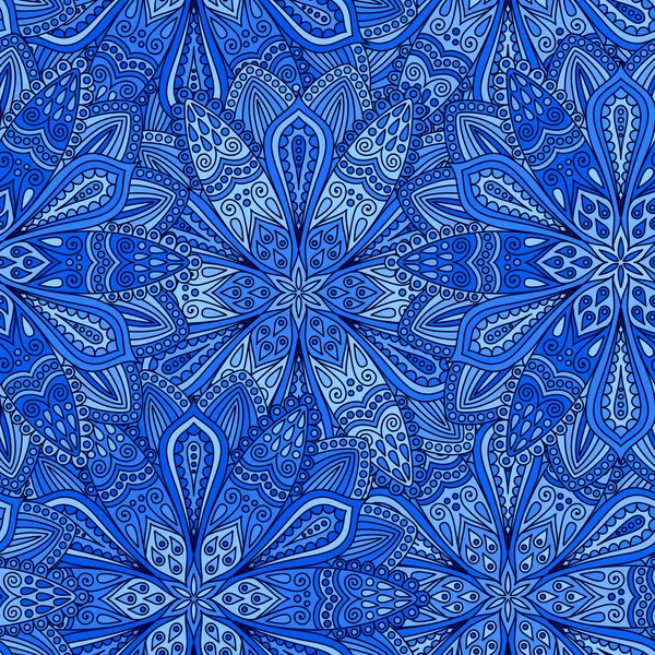 Patrón de flor azul intrincada — Vector de stock
