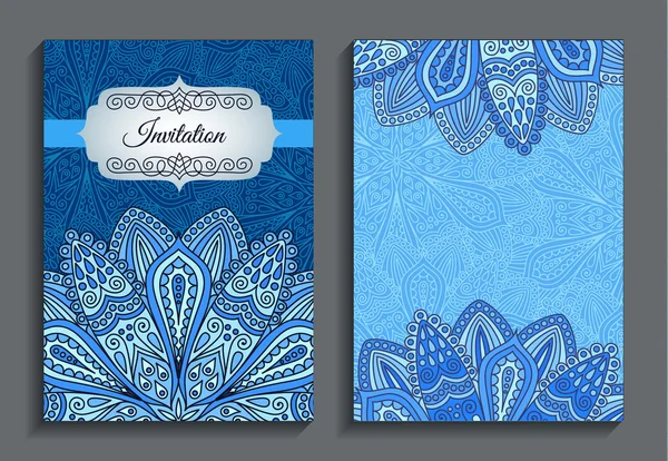 Salutations de fleurs vintage bleu — Image vectorielle