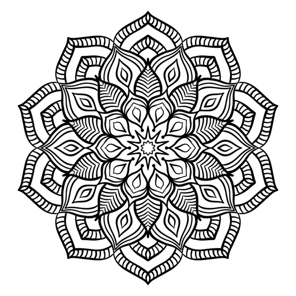 Coloriage Mandala noir — Image vectorielle