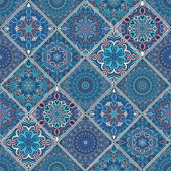 Rico ornamento azulejo azul — Archivo Imágenes Vectoriales