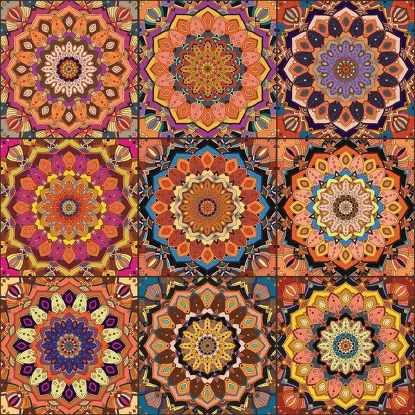 Carrelage carré orange motif Boho — Image vectorielle