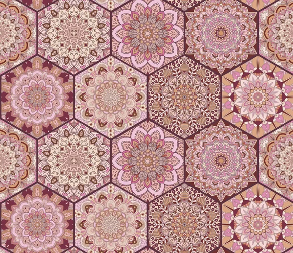 Patrón Azulejos Rosa Hexagones Marrón — Archivo Imágenes Vectoriales