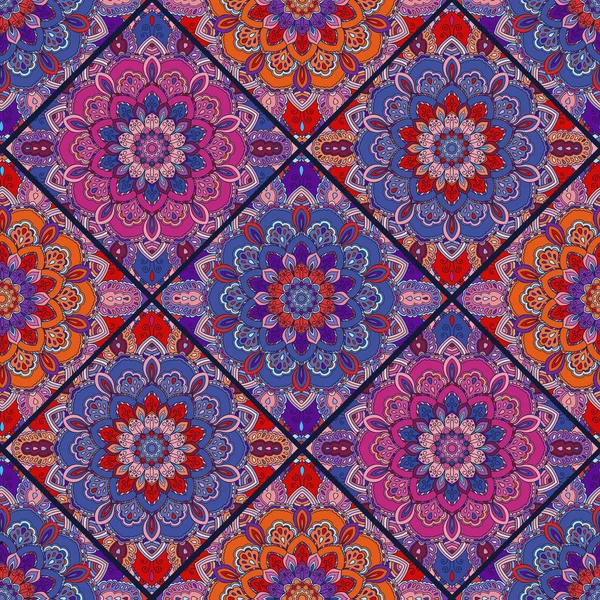 Carreaux carrés Boho de Flower Mandala — Image vectorielle