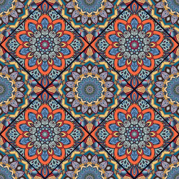 Boho плитка квітка квадрати барвисті 1 — стоковий вектор