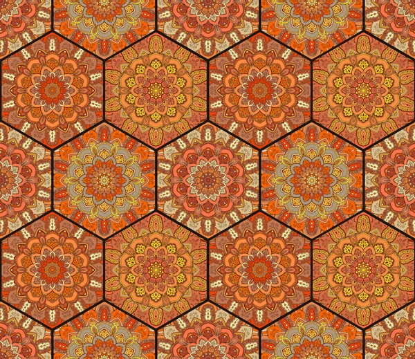 Honigwaben-Hex-Muster Blume Mandalas — Stockfoto