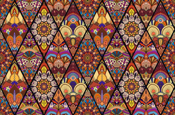 Rhombus Boho motif de tuiles de fleurs 3 — Image vectorielle