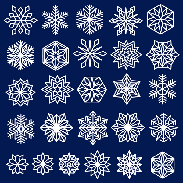 Blue Snowflakes Set Line Design — Stock Vector