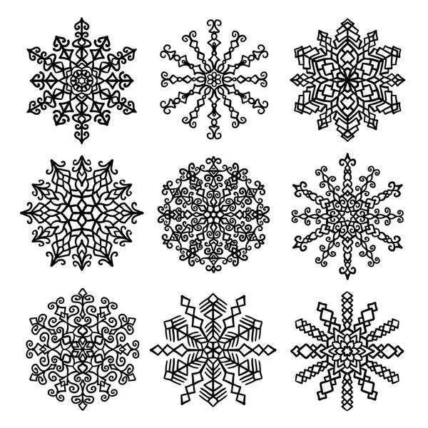 Vector copos de nieve Mandala Set — Vector de stock
