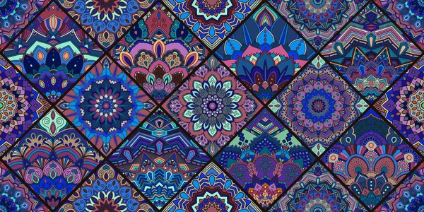 Mandala-Muster mit blauen Fliesen — Stockvektor