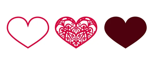 Valentine vektör tasarımı elemanları. Lazer kesiği için kalpler — Stok Vektör