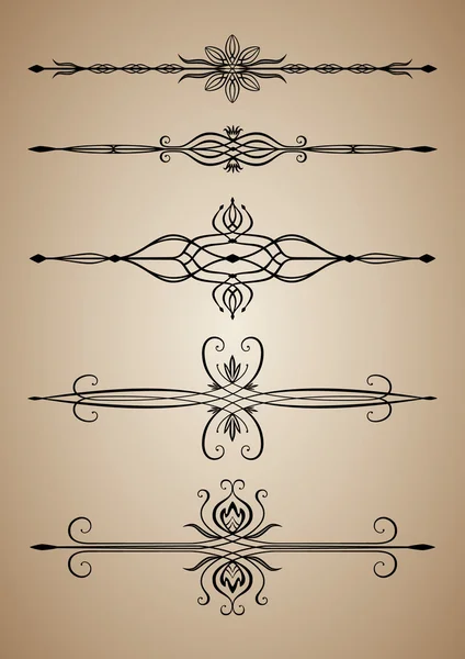 Elementos decorativos sobre fondo vintage beige — Vector de stock