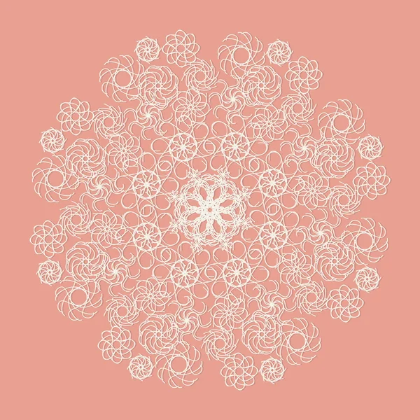 Servilleta de encaje blanco sobre fondo rosa — Vector de stock