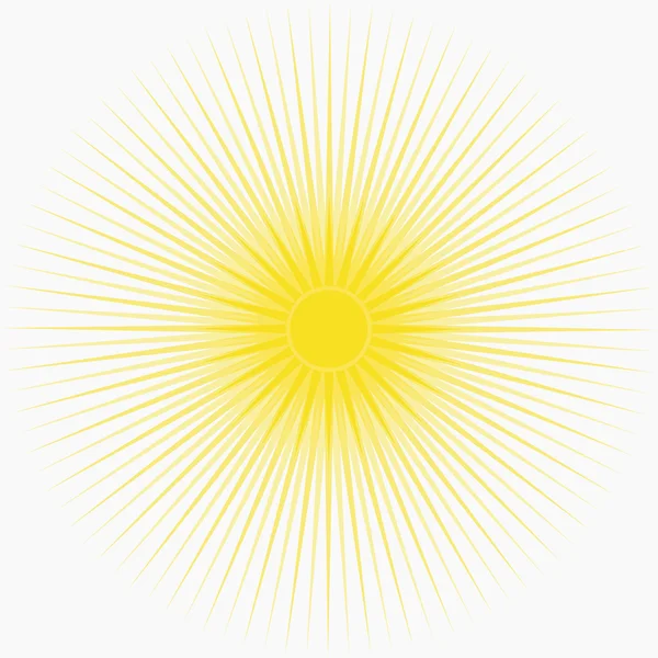 Soarele galben fundal cu raze lungi subțiri — Vector de stoc