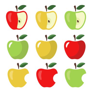 Set of Apples on White Background clipart