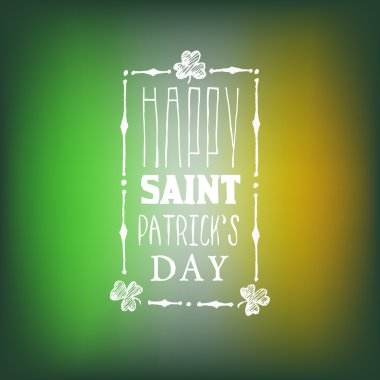 Greeting Card for Saint Patricks Day on Blurred Irish Flag Background clipart