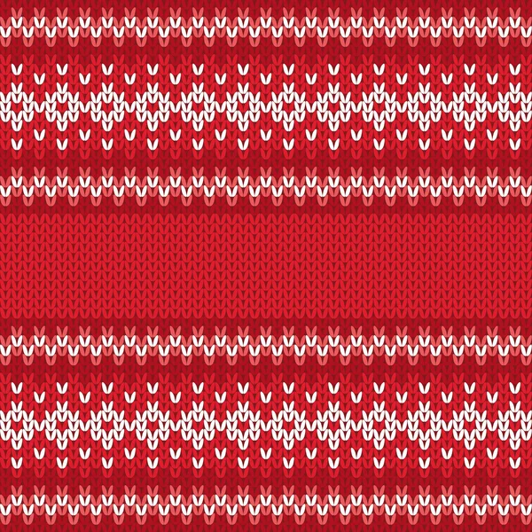 Winter geometrische Ornamente nahtlose Muster in rot und weiß aus Strickstoff mit Kopierraum für frohe Weihnachten oder ein gutes neues Jahr — Stockvektor