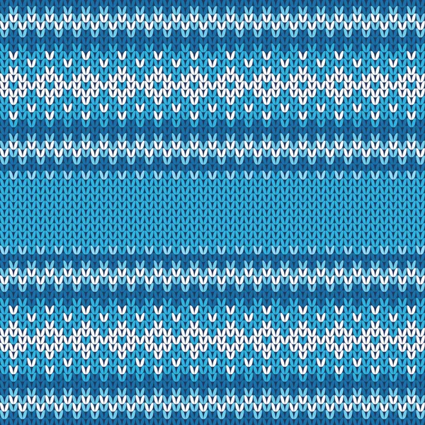 Blau-weißes Strickmuster aus abstrakten geometrischen Winterornamenten — Stockvektor