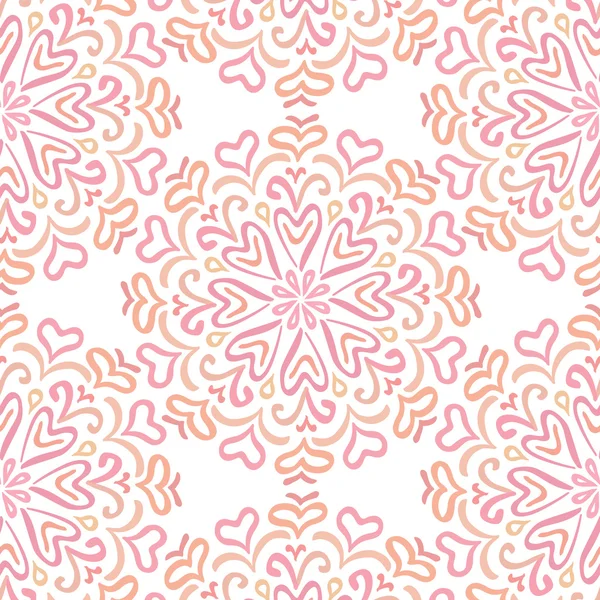 Patrón de ornamento circular elaborado en tonos de rosa — Vector de stock