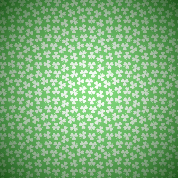 Groene Floral achtergrond met naadloze witpatroon van Shamrocks voor Happy Saint Patricks Day — Stockvector