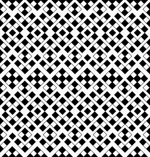 Αφηρημένη γεωμετρικό σχέδιο άνευ ραφής από μαύρα και άσπρα τετράγωνα που διοργανώνονται σε απομονωμένες στολίδια επάνω ελαφρύς υπόβαθρο — Διανυσματικό Αρχείο