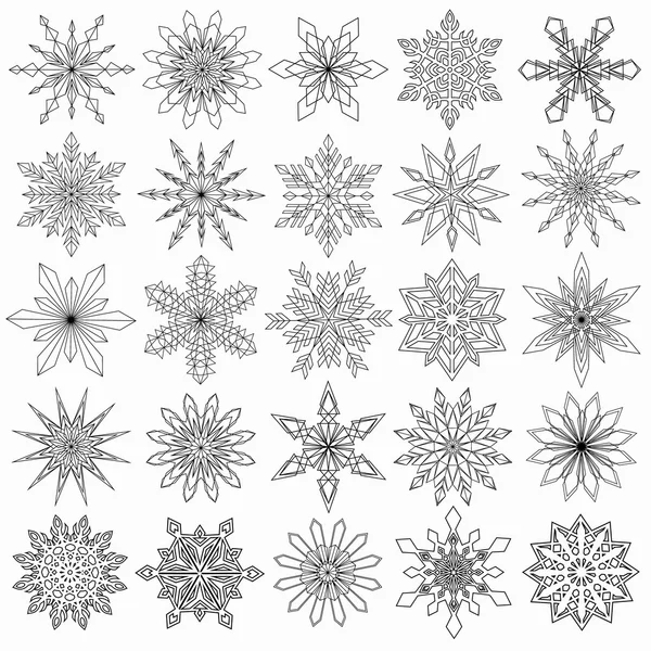 Vector Snowflakes Set Isolated — Stock Vector