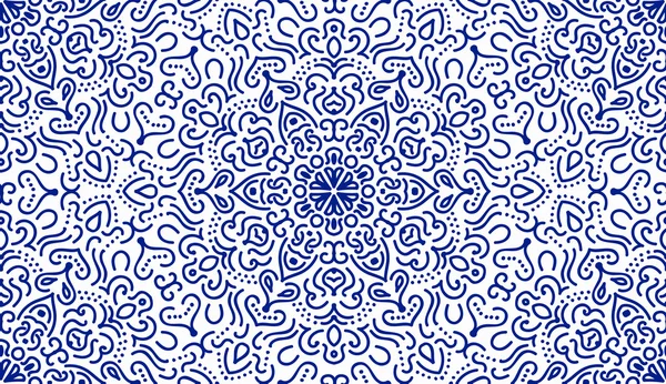 Patrón de línea de flor azul elegante — Vector de stock