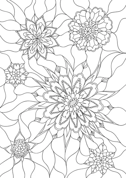 Coloriage fleurs — Image vectorielle