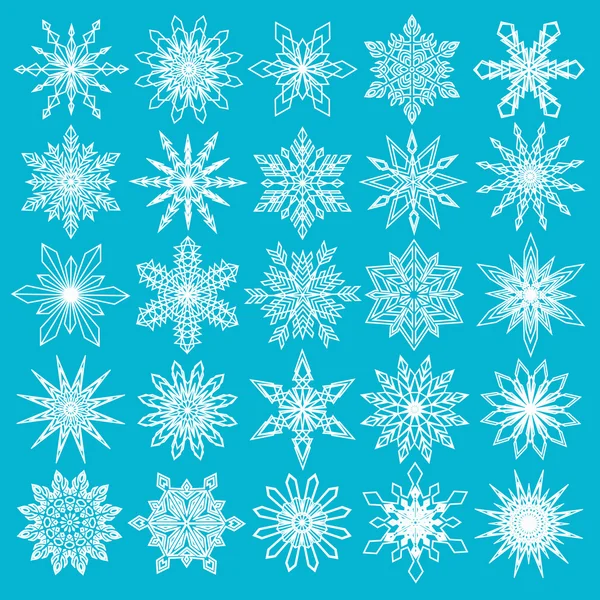 Vita snöflingor på blå bakgrund — Stock vektor