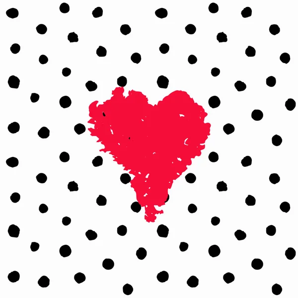 Valentine handgezeichnete Karte Polka Dots — Stockvektor