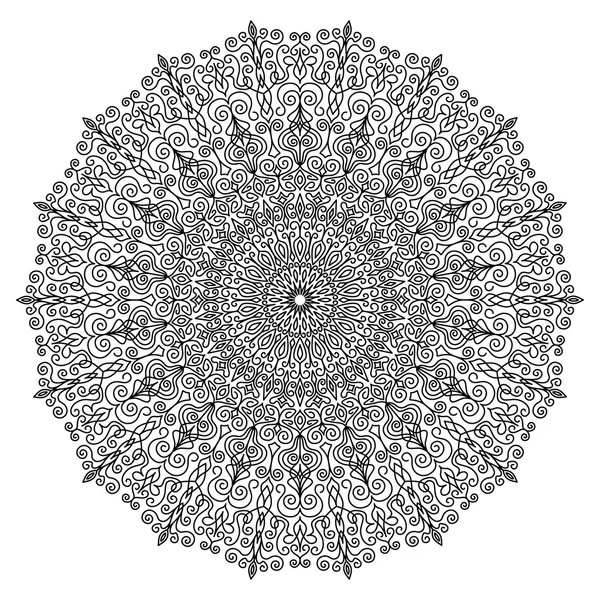 Чорний круглий мереживо орнамент Візерунок — стоковий вектор