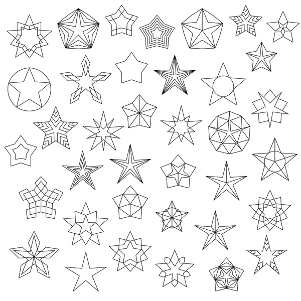 Grande conjunto de ícones de estrela de linha —  Vetores de Stock