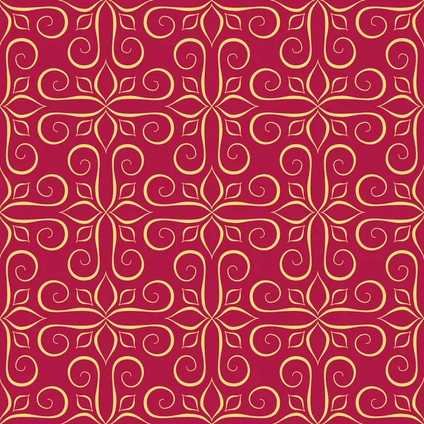 Patrón dorado de lujo sin costuras en rojo — Archivo Imágenes Vectoriales