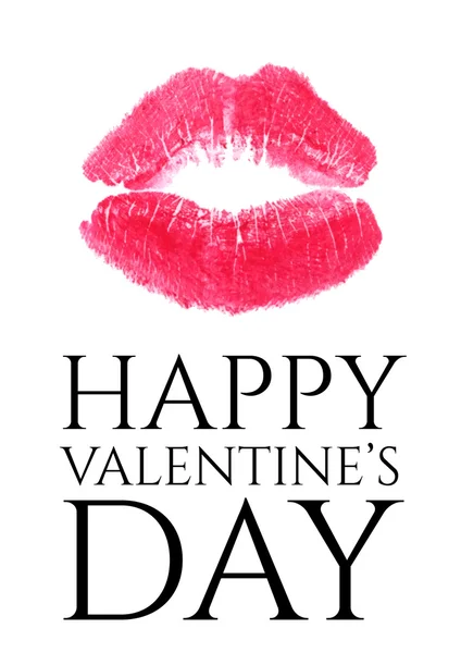 Valentijn kaart met lippenstift kus — Stockvector