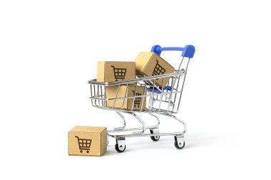 Alışveriş arabası sembollü online alışveriş konsepti