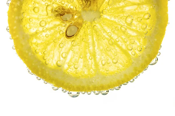 Zitronen Und Leinentropfen Sprudelndem Mineralwasser Safterfrischung — Stockfoto