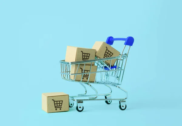 Concepto Compra Línea Con Símbolo Del Carrito Compras — Foto de Stock