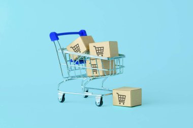 Alışveriş arabası sembollü online alışveriş konsepti