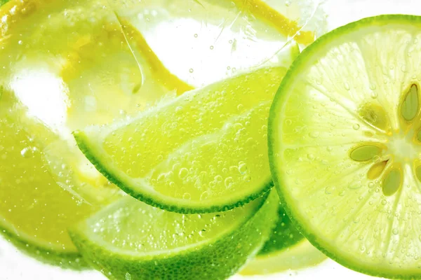 Gota Limón Línea Agua Con Gas Gaseosa Refresco Jugo — Foto de Stock