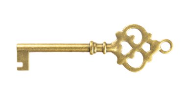 izole edilmiş eski altın ve bronz anahtar