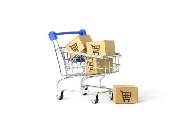 Alışveriş arabası sembollü online alışveriş konsepti