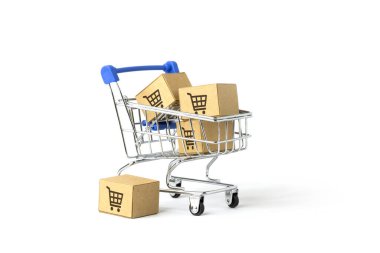 Alışveriş arabası sembollü online alışveriş konsepti